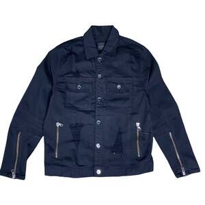 NEW ROCKSTAR ORIGINAL men's button up distressed jean jacket in rally black